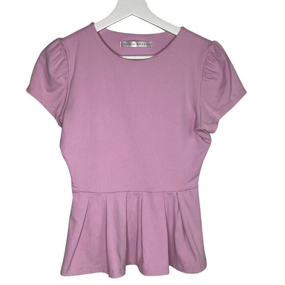 Susana Monaco Pale Purple Peplum Short Sleeve Top Women's Size XS - Picture 1 of 6